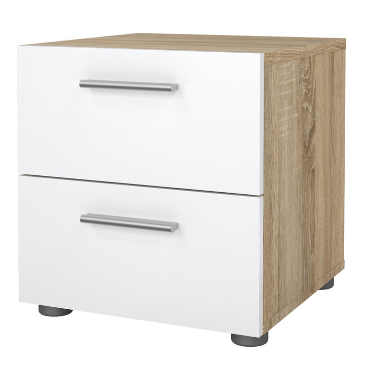Pepe Bedside 2 Drawers in Oak structure/White High Gloss - TidySpaces