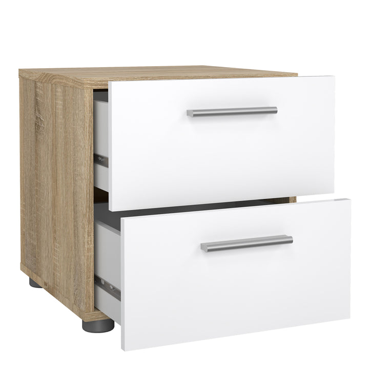 Pepe Bedside 2 Drawers in Oak structure/White High Gloss - TidySpaces