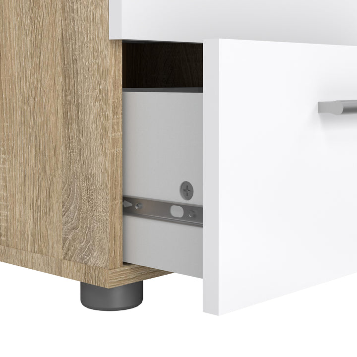 Pepe Bedside 2 Drawers in Oak structure/White High Gloss - TidySpaces