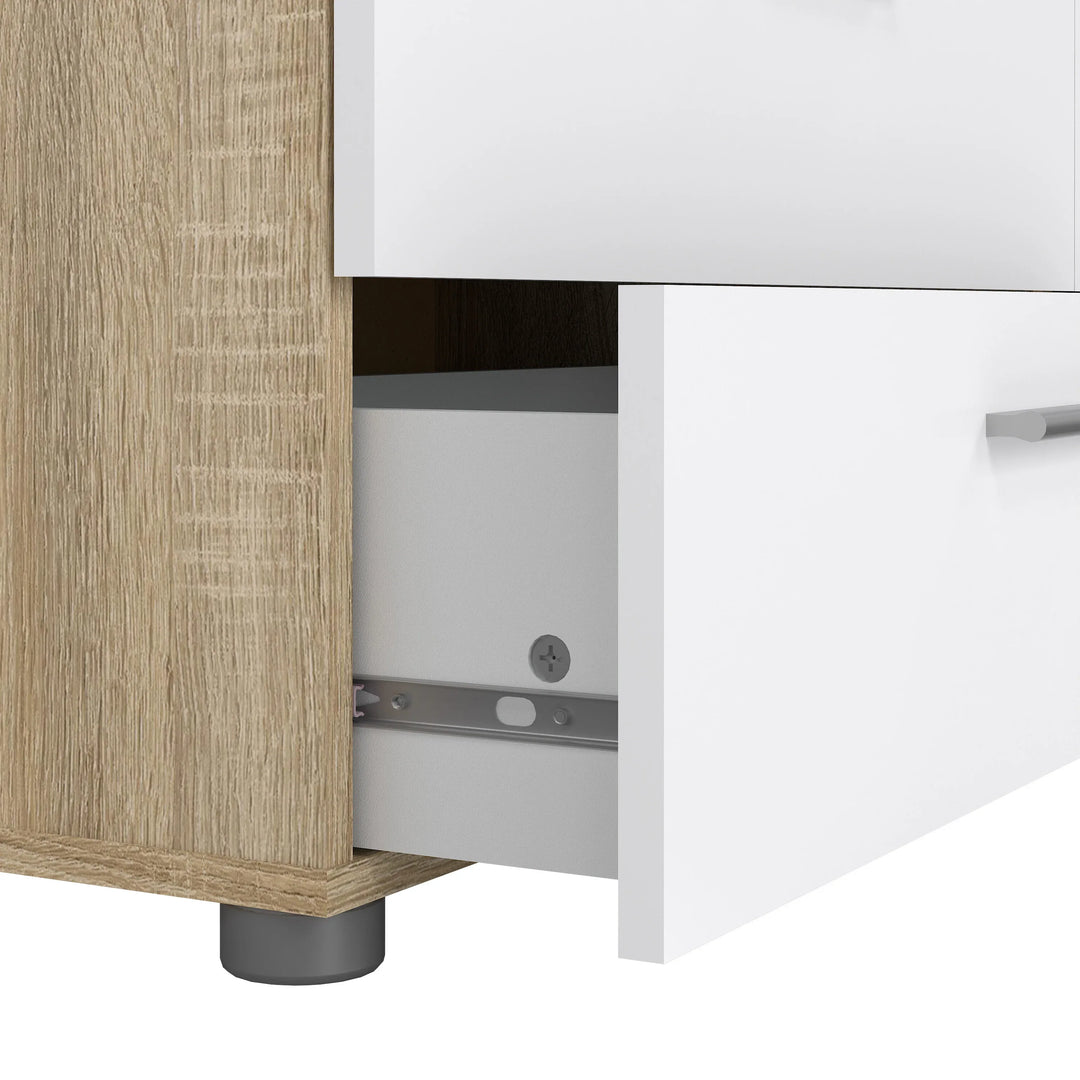 Pepe Wide Chest of 8 Drawers (4+4) in Oak structure/White High Gloss - TidySpaces