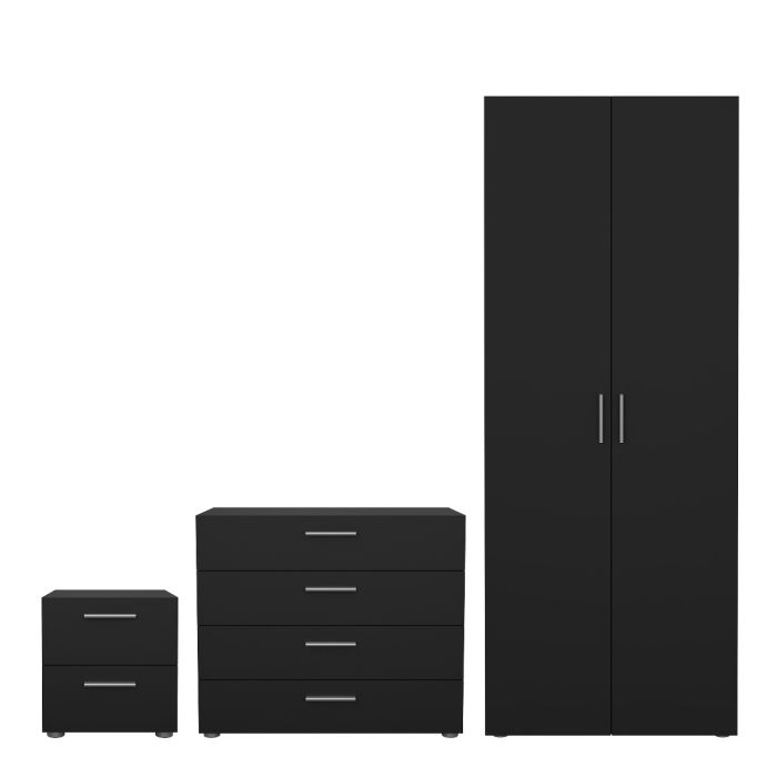 Pepe 3 Piece Bundle, Bedside, Chest and 2 Door Wardrobe - TidySpaces