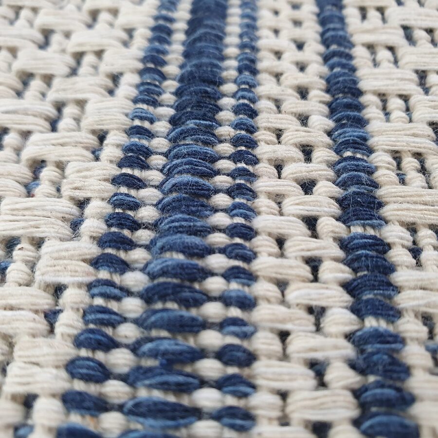 Cotton Rug Blue Cream Striped