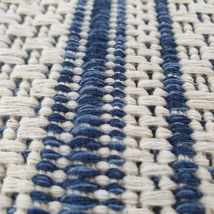 Cotton Rug Blue Cream Striped