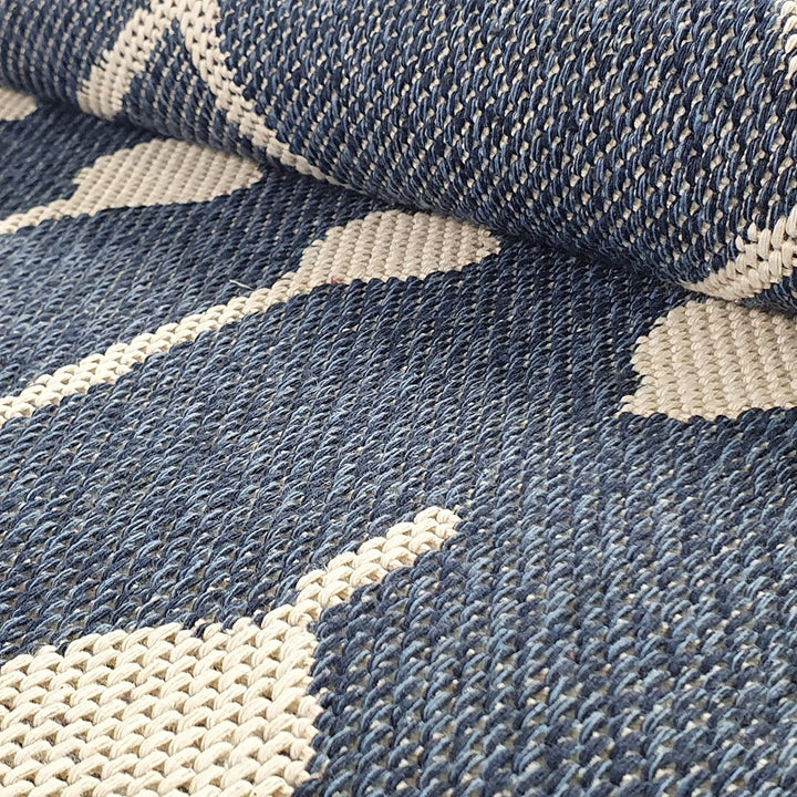 Cotton Rug Navy Blue Berber