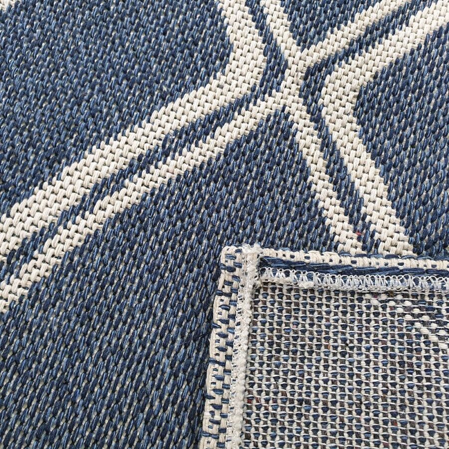 Cotton Rug Navy Blue Diamond