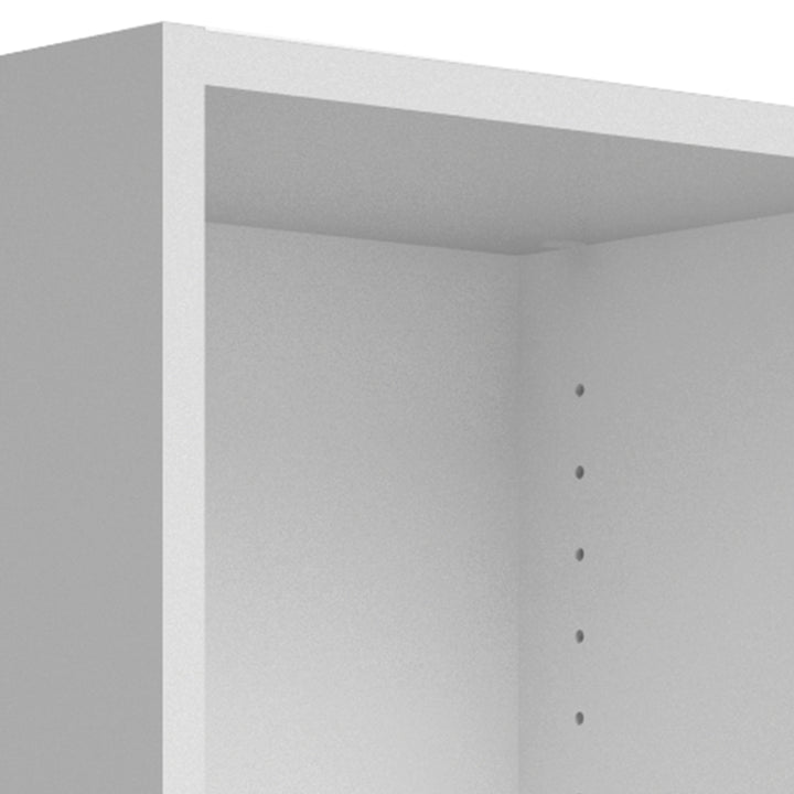 Basic Low Narrow Display Cabinet in White (2 Shelves) with Glass Oak Door