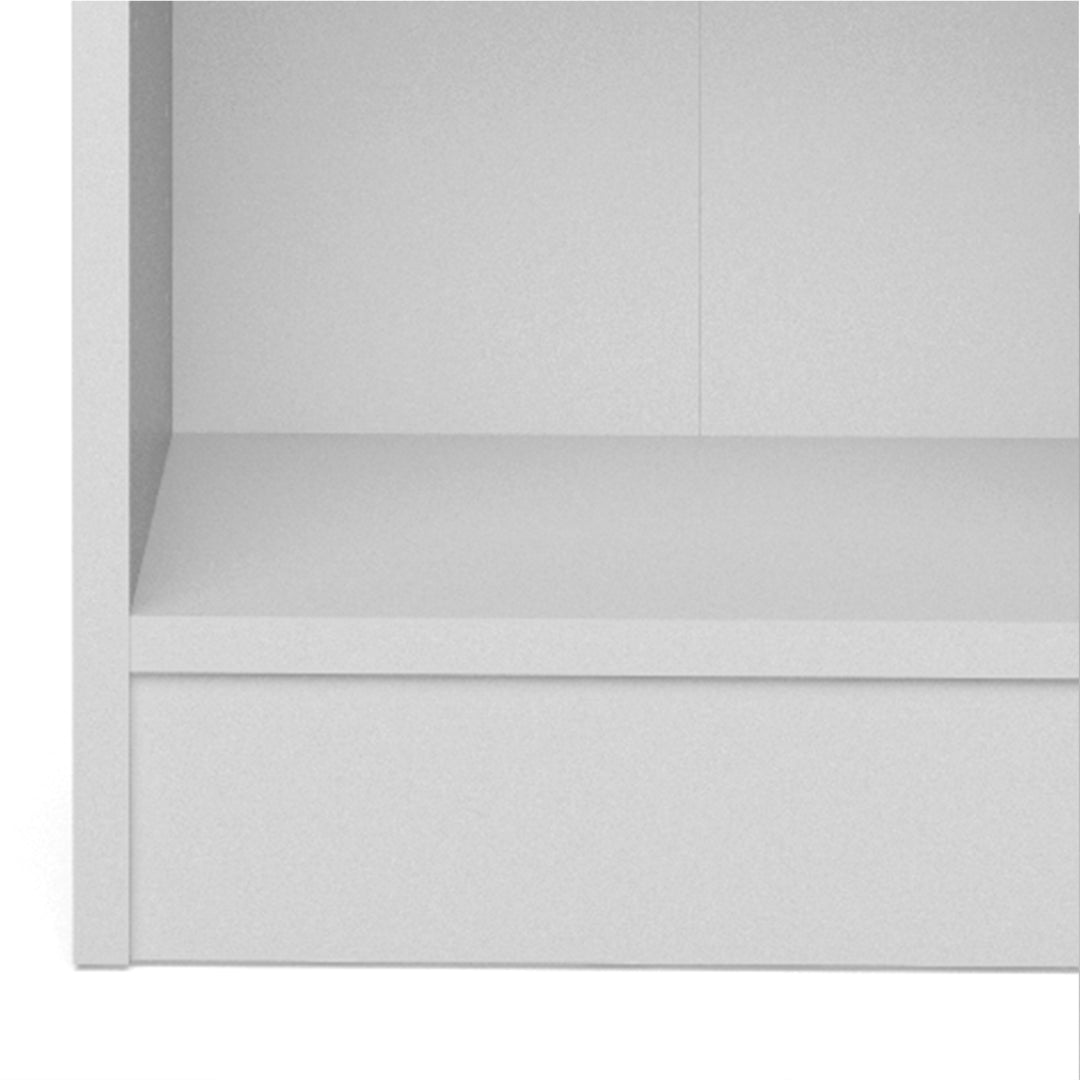 Basic Low Narrow Storage Cabinet in White (2 Shelves) with Oak Door