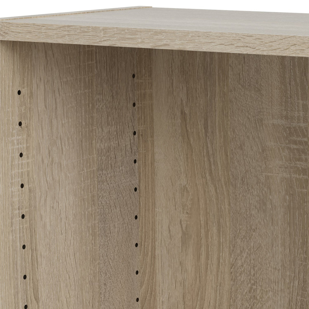 Basic Low Narrow Storage Cabinet in Oak (2 Shelves) with White Door