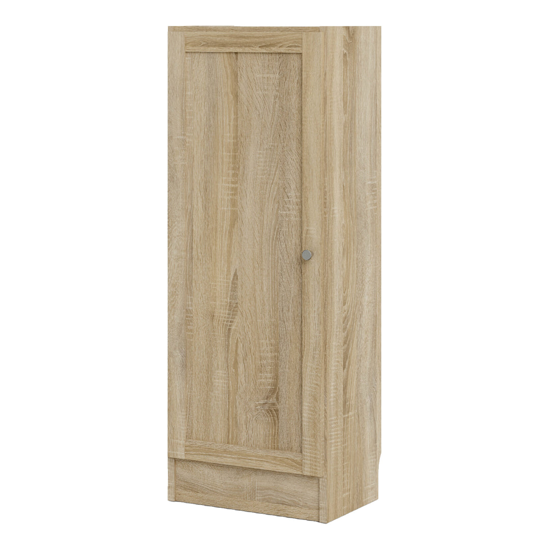 Basic Low Narrow Storage Cabinet in Oak (2 Shelves) with Oak Door