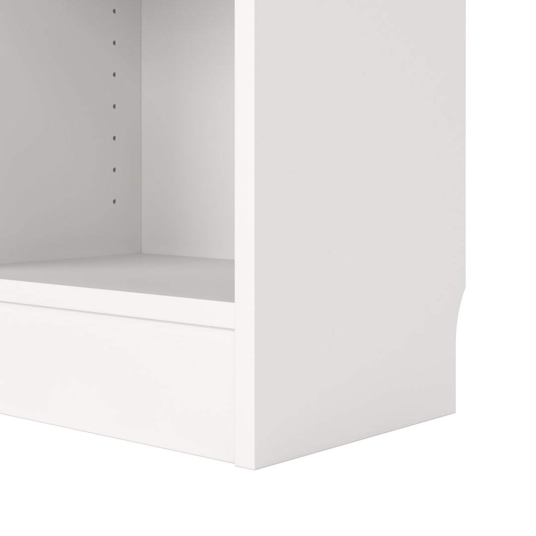Basic Low Wide Storage Cabinet in White (2 Shelves) with 2 White Doors
