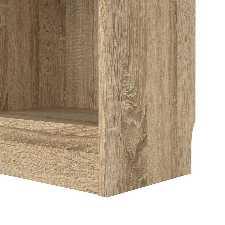 Basic Low Wide Display Cabinet in Oak (2 Shelves) with 2 Glass Doors in White
