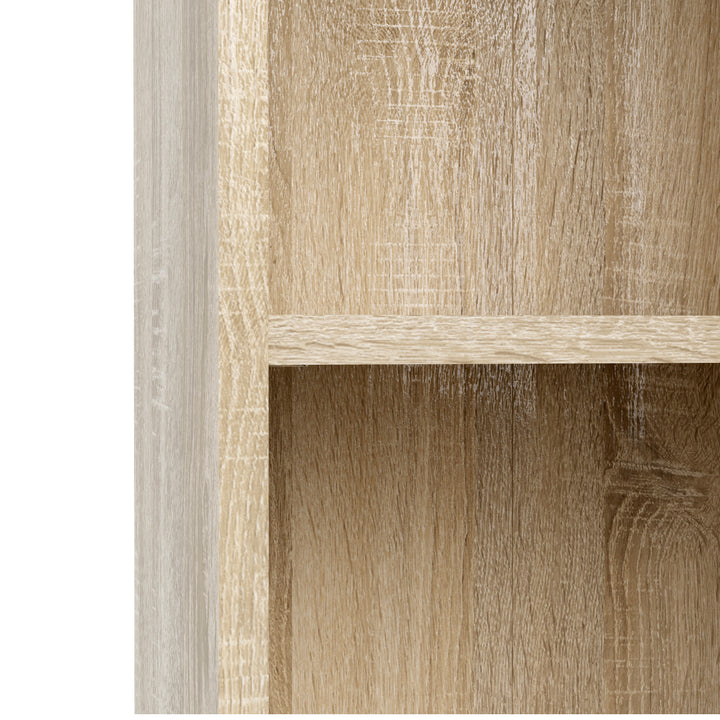 Basic Low Wide Display Cabinet in Oak (2 Shelves) with 2 Glass Doors in Oak