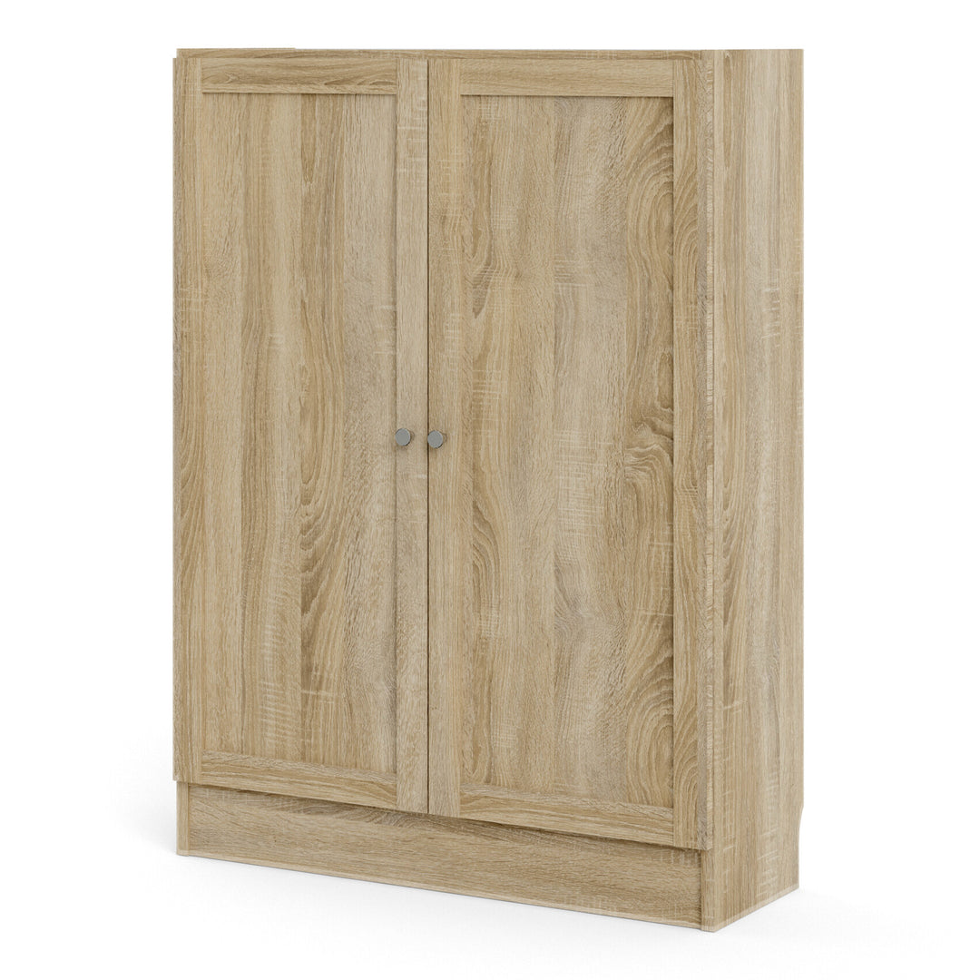 Basic Low Wide Storage Cabinet in Oak (2 Shelves) with 2 Oak Doos