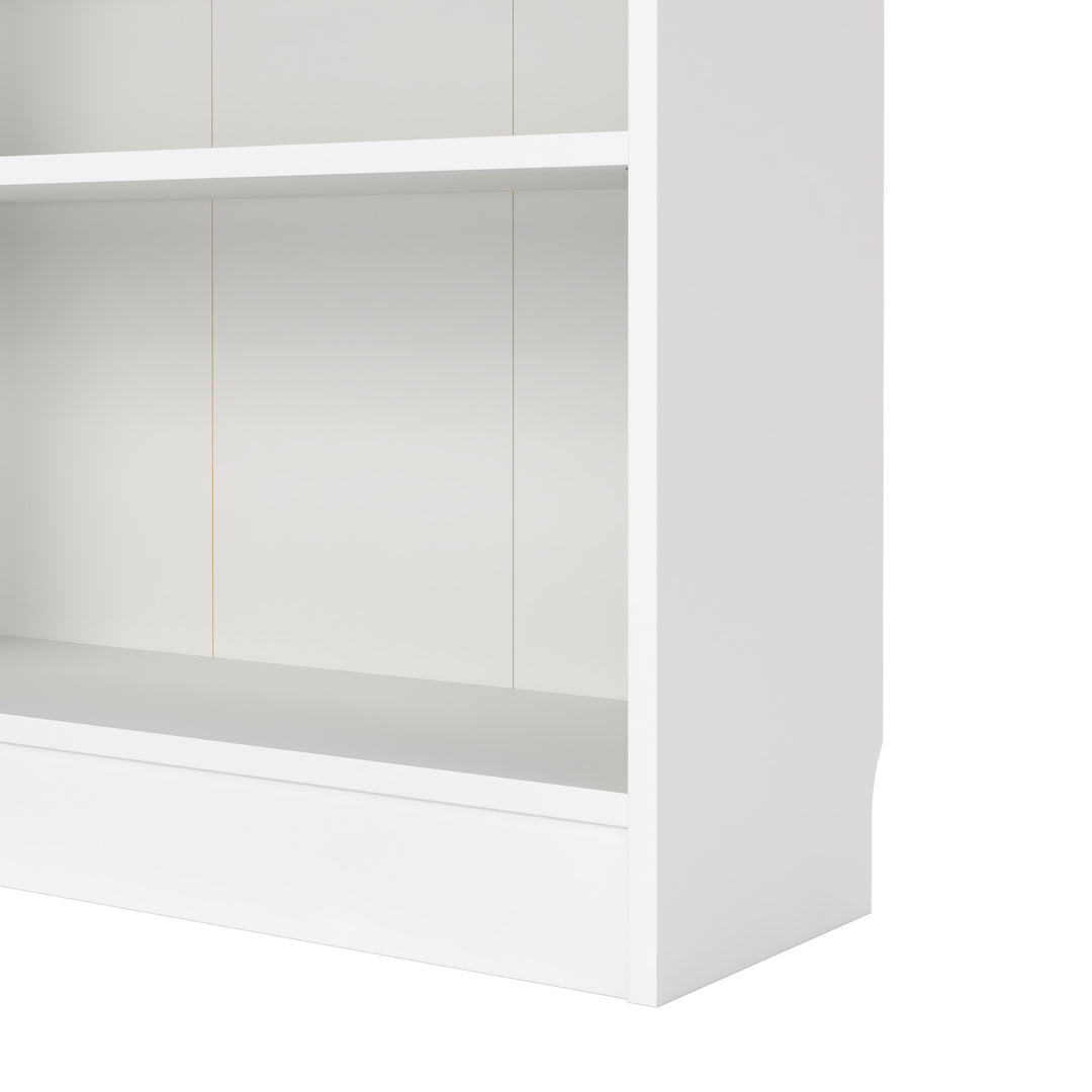 Basic Tall Wide Display Cabinet in White (4 Shelves) with 2 Glass Oak Doors