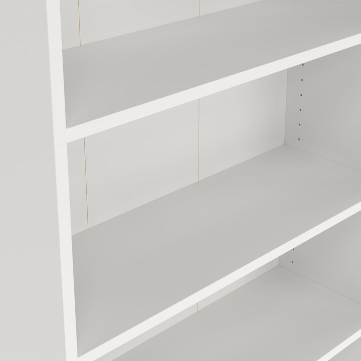 Basic Tall Wide Combination Storage in White 4 Shelves with 2 Oak Doors