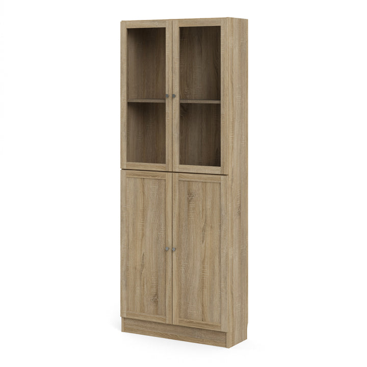 Basic Tall Wide (4 Shelves) 4 Door Combination Unit in Oak