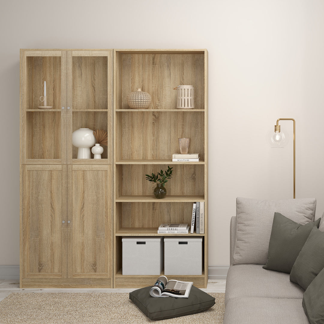 Basic Tall Wide (4 Shelves) 4 Door Combination Unit in Oak