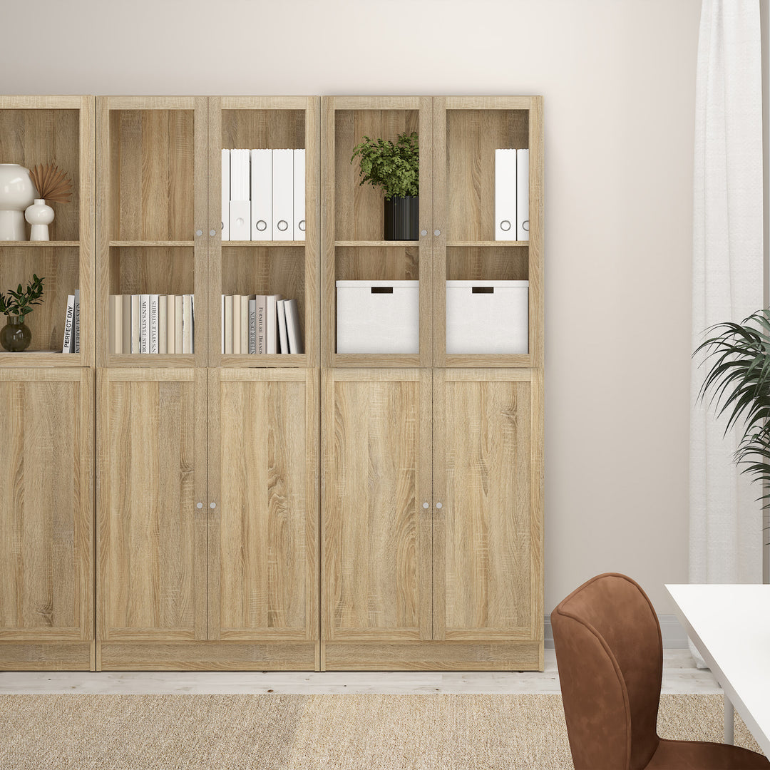 Basic Tall Wide (4 Shelves) 4 Door Combination Unit in Oak