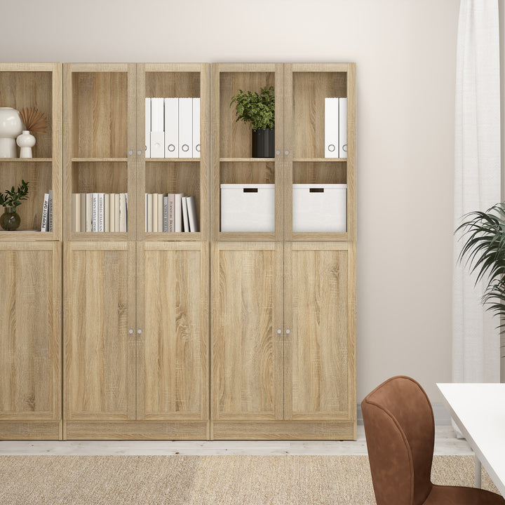 Basic Tall Wide (4 Shelves) 4 Door Combination Unit in Oak