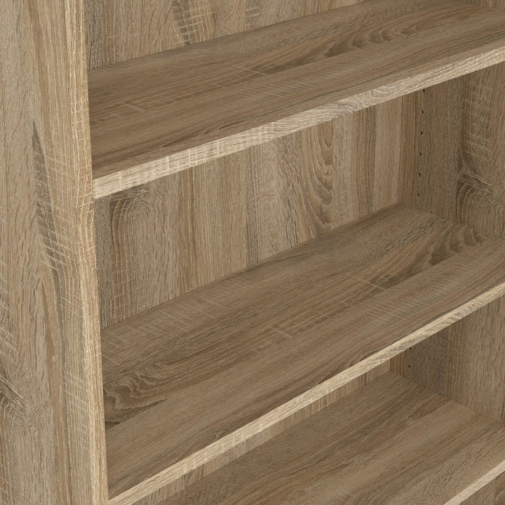 Basic Tall Wide Combination Storage in Oak 4 Shelves with 2 Oak Doors