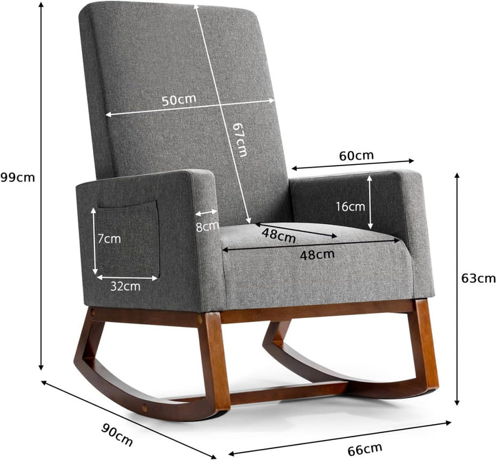 Upholstered Fabric Armchair with Rubber Wood Base - TidySpaces