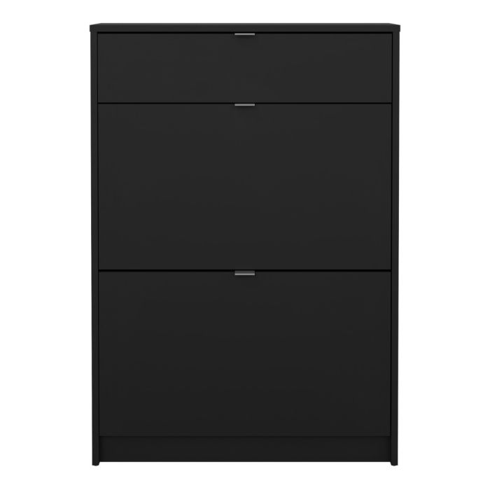 Shoes Shoe Cabinet 2 Flip Down Doors + 1 Drawer in Matt Black