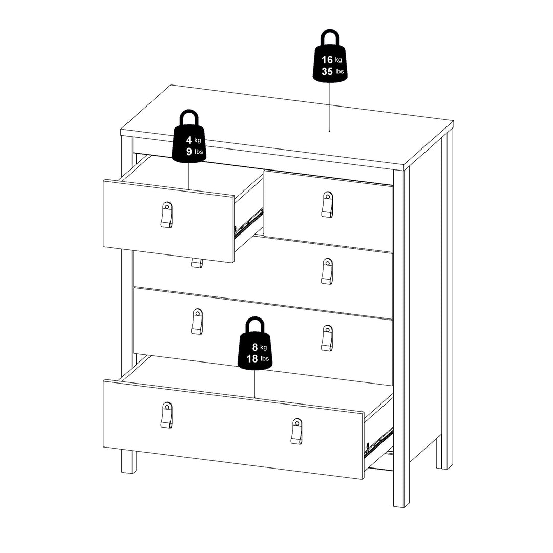 Barcelona Chest 3+2 Drawers in Jackson Hickory Oak