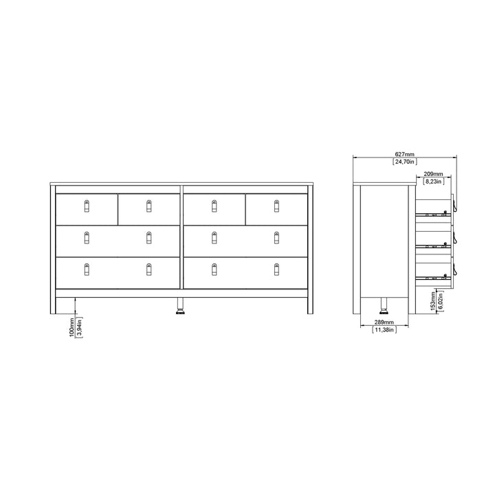 Barcelona Double Dresser 4+4 Drawers in Jackson Hickory Oak