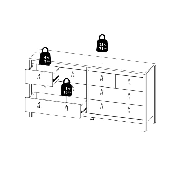 Barcelona Double Dresser 4+4 Drawers in Jackson Hickory Oak