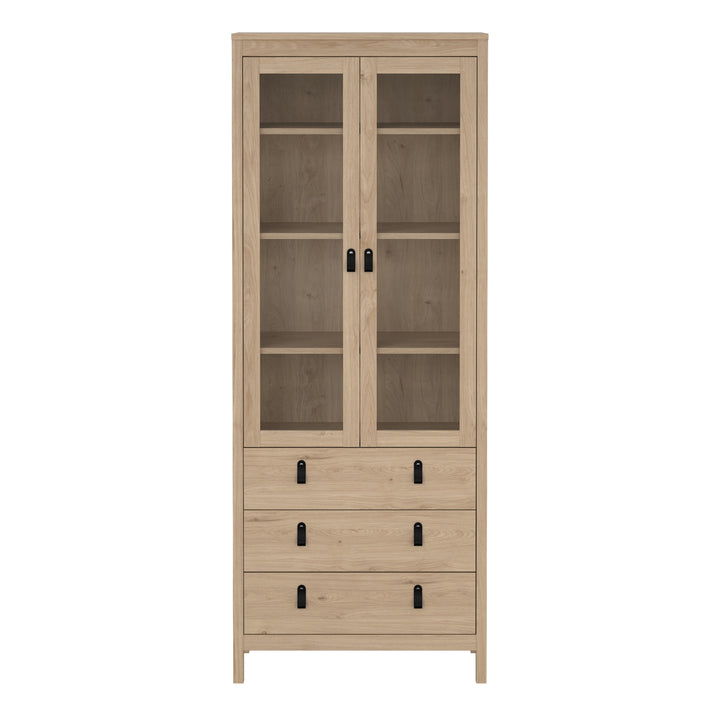 Barcelona China Cabinet 2 Doors with Glass + 3 Drawers in Jackson Hickory Oak