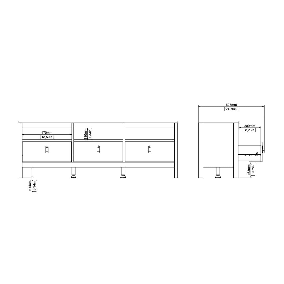 Barcelona TV-Unit 3 Drawers in Jackson Hickory Oak