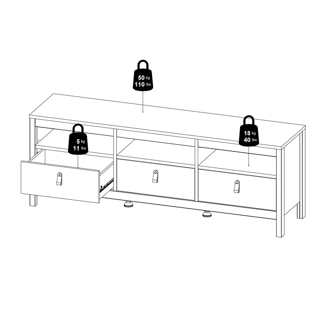 Barcelona TV-Unit 3 Drawers in Jackson Hickory Oak