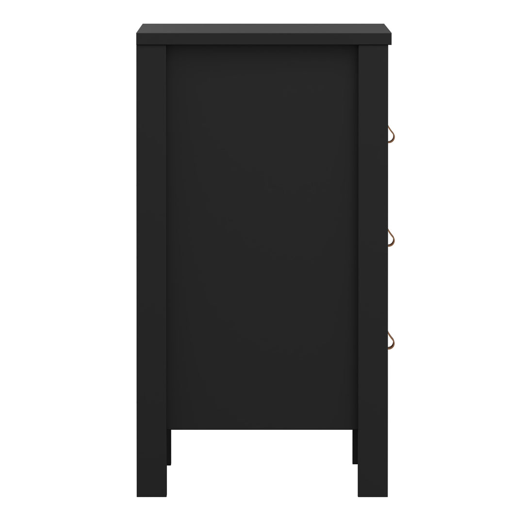 Barcelona Bedside Table 3 Drawers in Matt Black