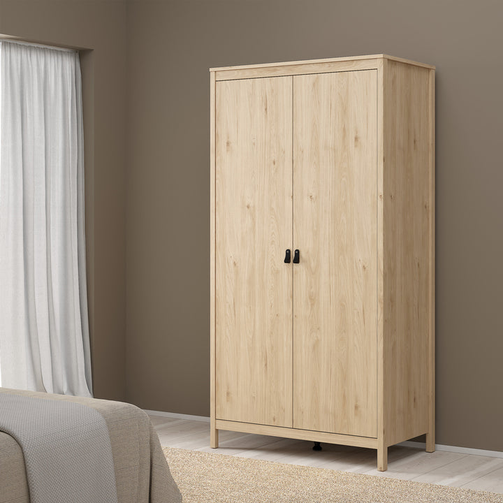 Barcelona Package - Bedside Table 2 drawers + Chest 3+2 drawer + Wardrobe with 2 doors in Jackson Hickory Oak