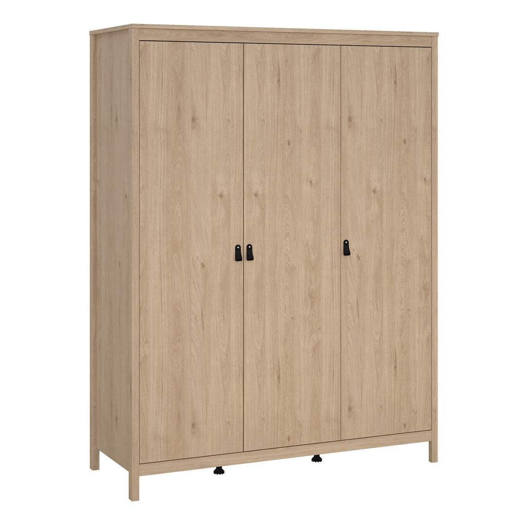 Barcelona Package - Bedside Table 2 drawers + Chest 3+2 drawer + Wardrobe with 3 doors in Jackson Hickory Oak