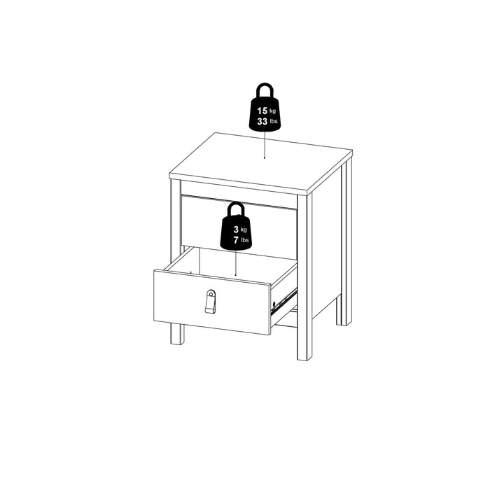 Madrid Bedside Table 2 Drawers in Cashmere