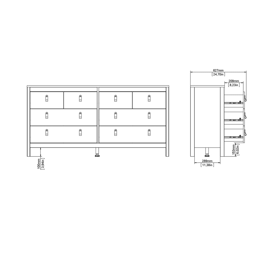 Madrid Double dresser 4+4 drawers in White - TidySpaces