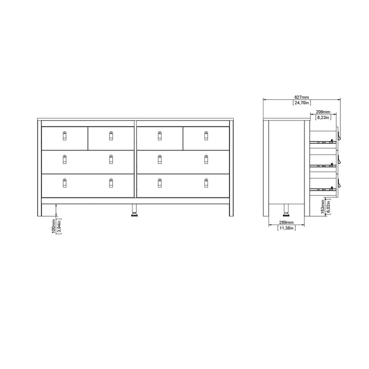 Madrid Double dresser 4+4 drawers in White - TidySpaces