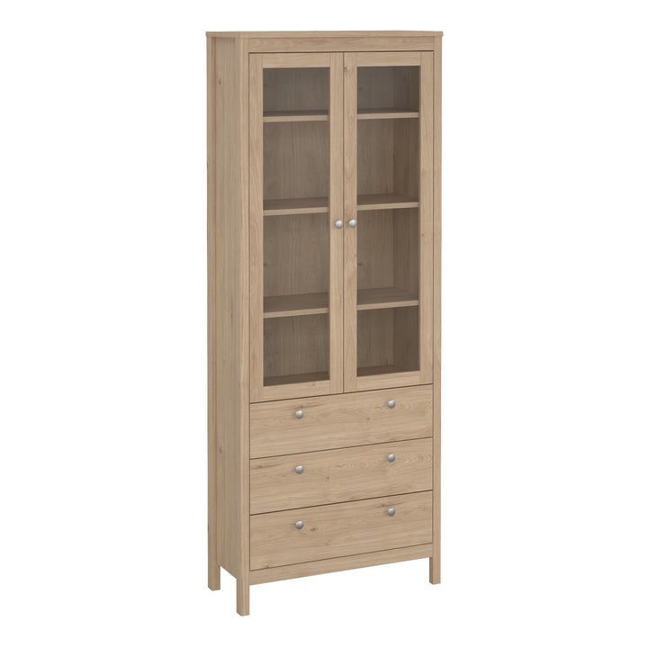 Madrid China Cabinet 2 Doors with Glass + 3 Drawers in Jackson Hickory Oak