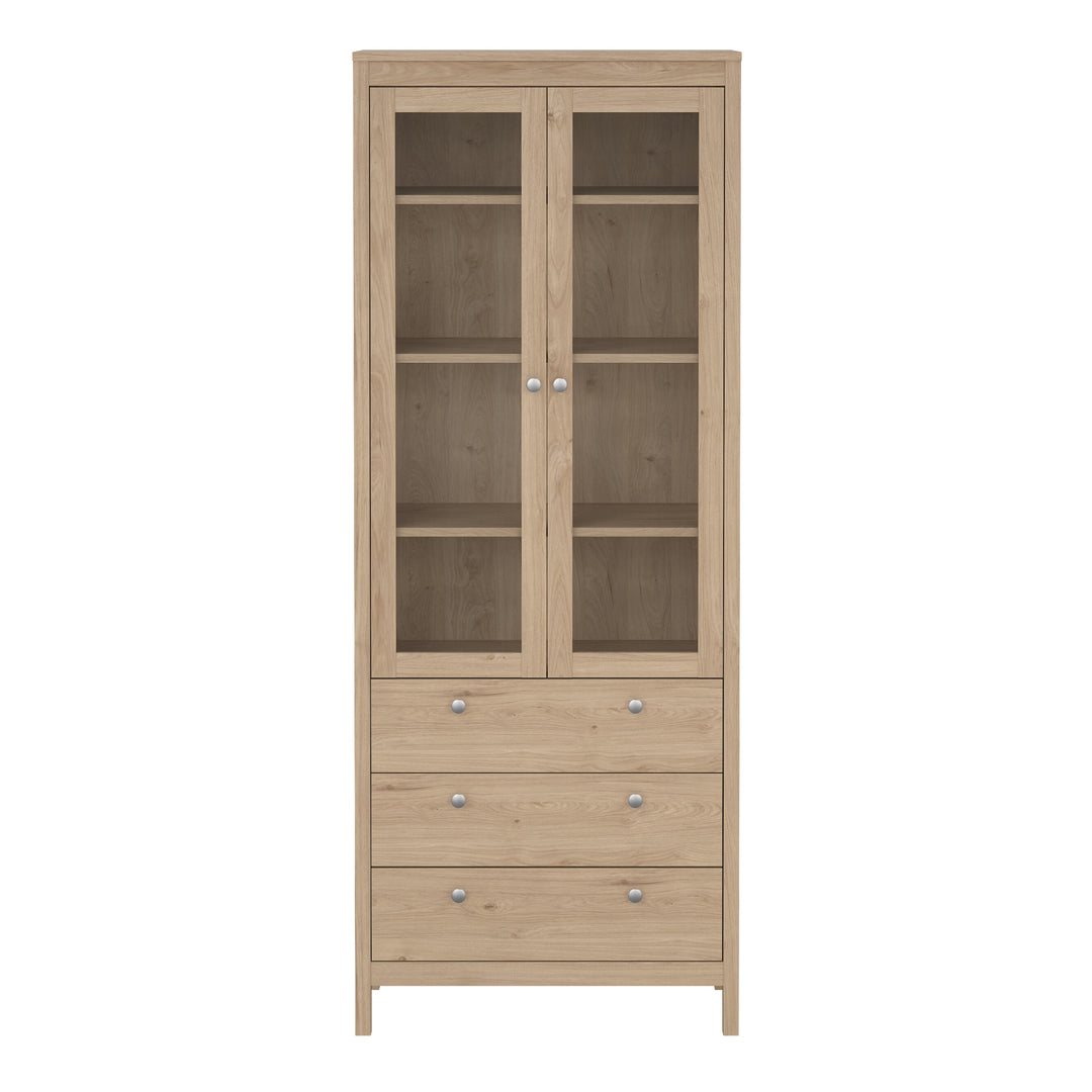 Madrid China Cabinet 2 Doors with Glass + 3 Drawers in Jackson Hickory Oak