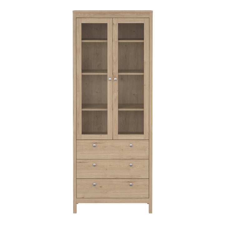 Madrid China Cabinet 2 Doors with Glass + 3 Drawers in Jackson Hickory Oak