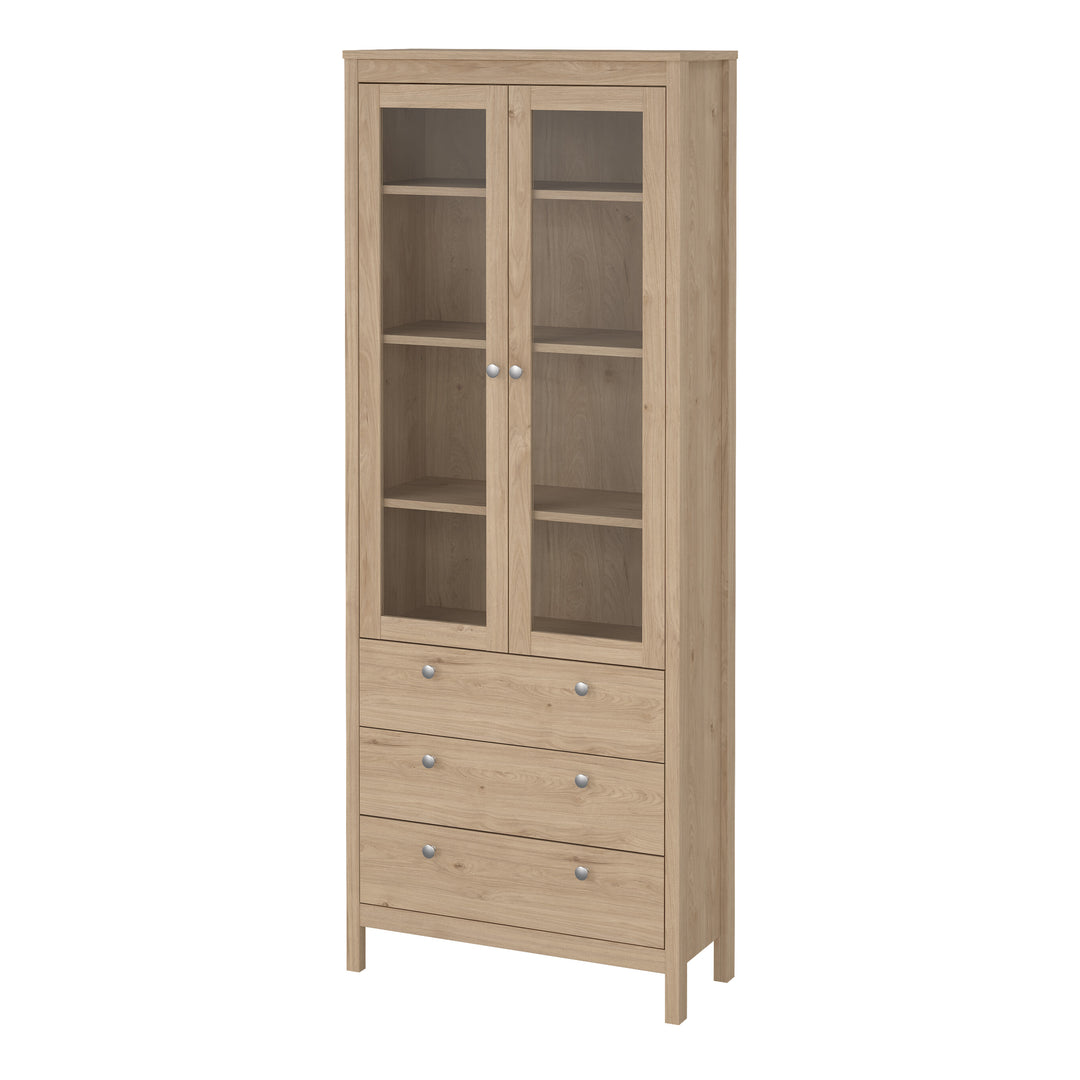 Madrid China Cabinet 2 Doors with Glass + 3 Drawers in Jackson Hickory Oak