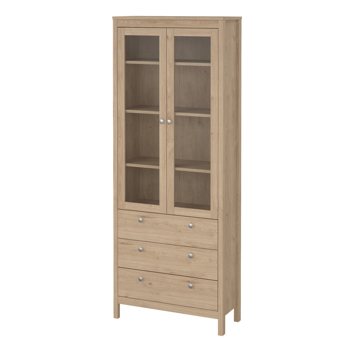 Madrid China Cabinet 2 Doors with Glass + 3 Drawers in Jackson Hickory Oak