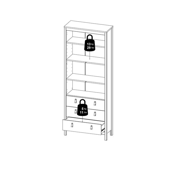 Madrid China Cabinet 2 Glass Doors with 3 Drawers in Cashmere