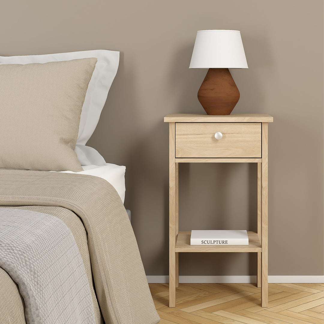 Madrid Bedside Table with 1 Drawers in Jackson Hickory Oak - TidySpaces