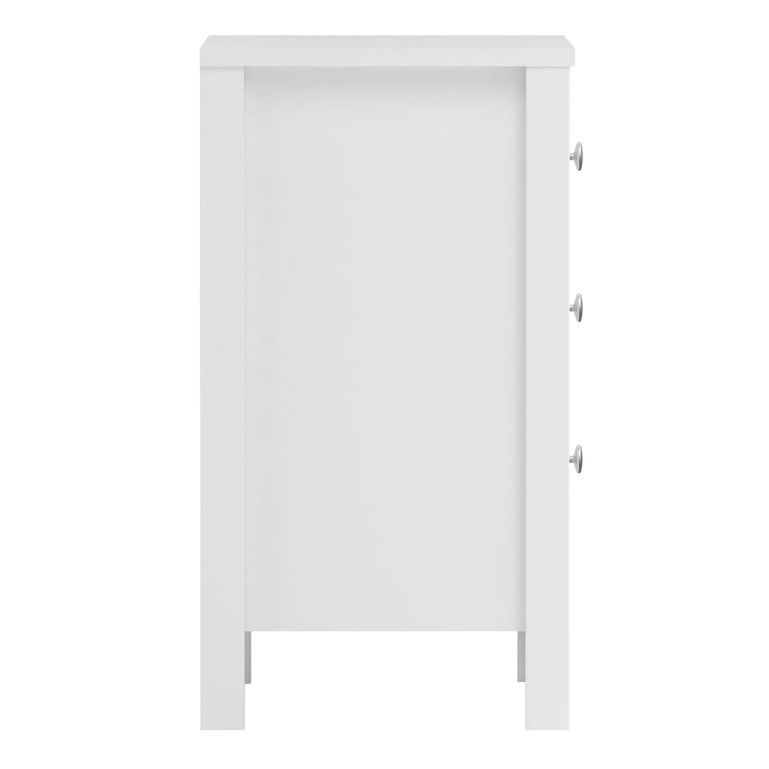 Madrid Bedside Table 3 Drawers in White