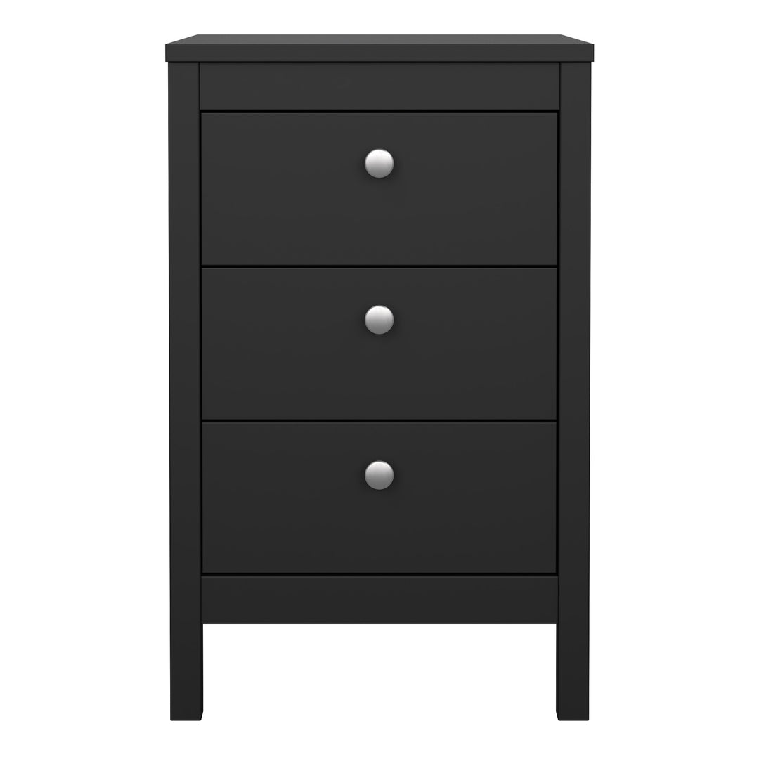 Madrid Bedside Table 3 Drawers in Matt Black