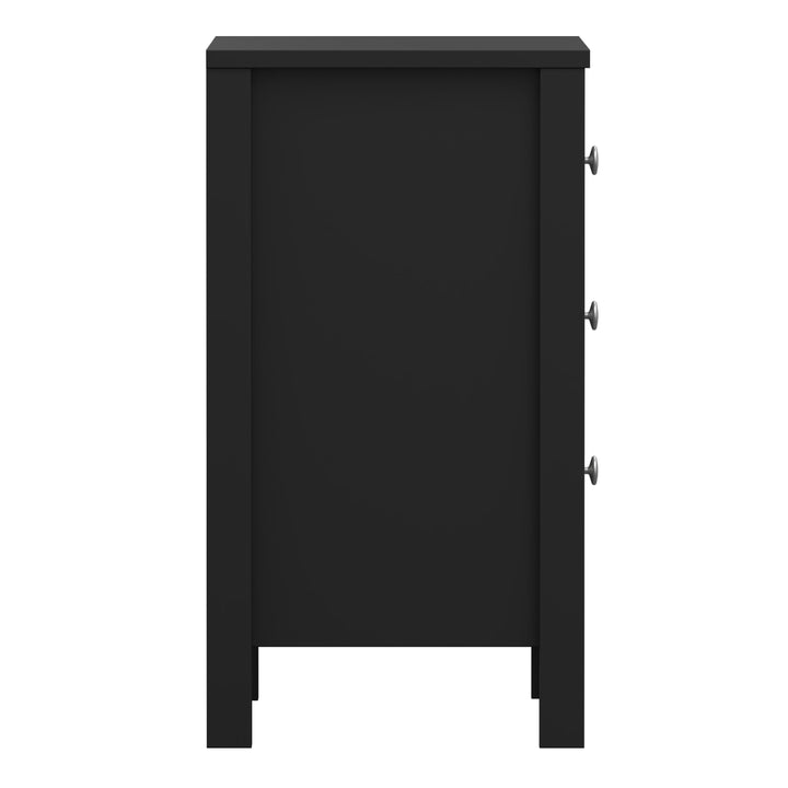 Madrid Bedside Table 3 Drawers in Matt Black