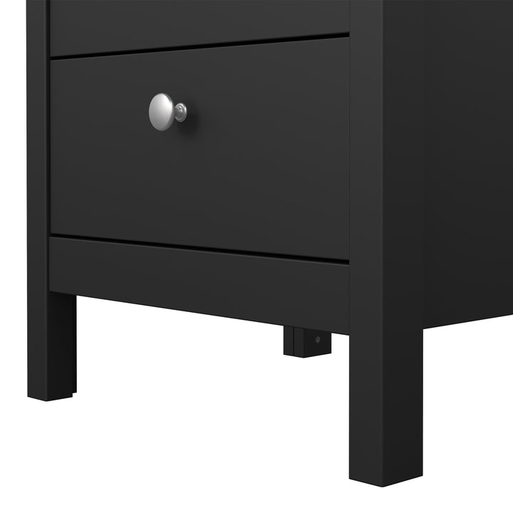 Madrid Bedside Table 3 Drawers in Matt Black