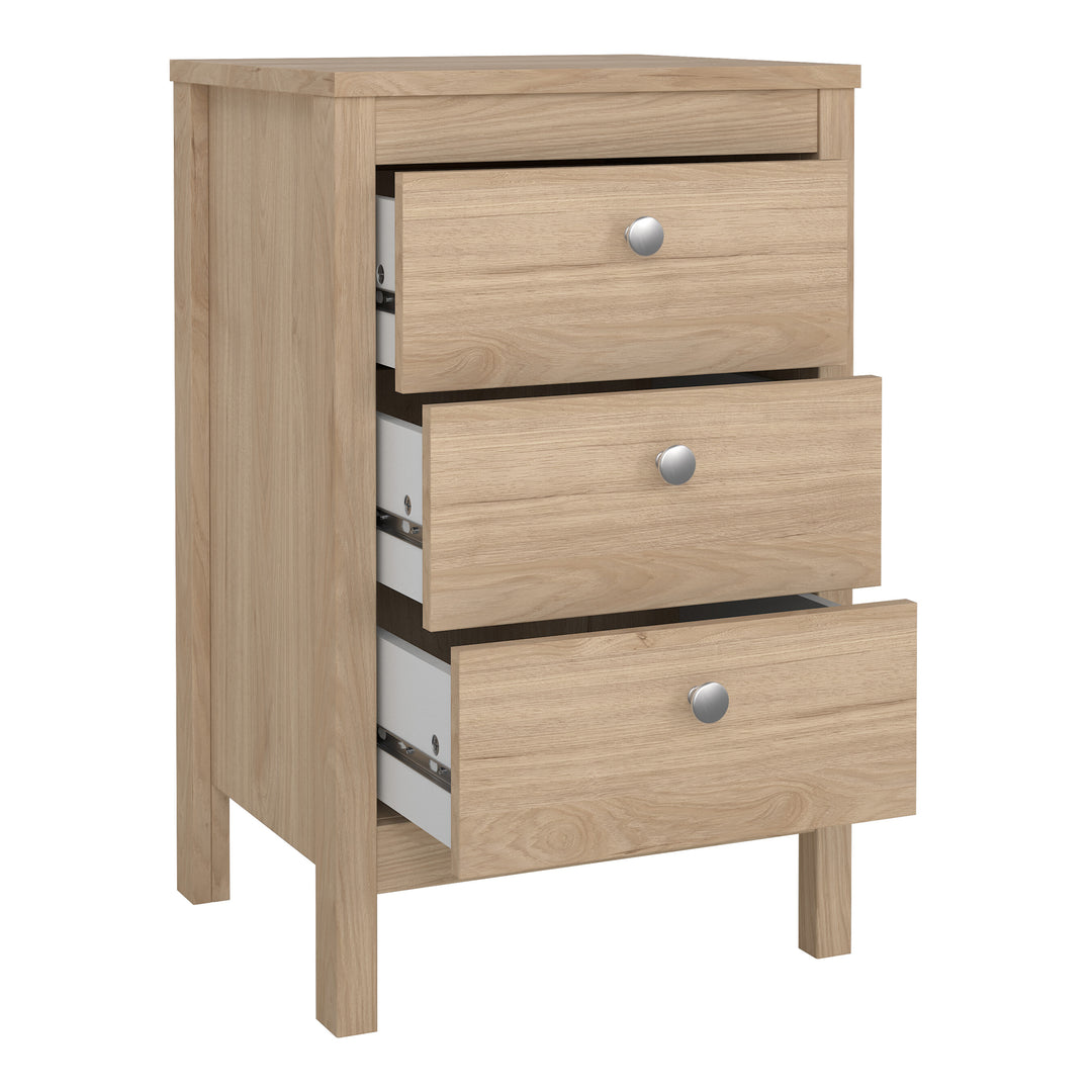 Madrid Bedside Table 3 Drawers in Jackson Hickory Oak